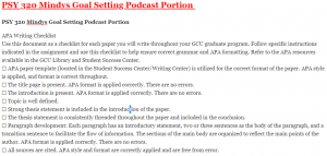 PSY 320 Mindys Goal Setting Podcast Portion
