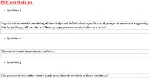 PSY 105 Quiz 10