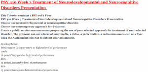 PSY 410 Week 3 Treatment of Neurodevelopmental and Neurocognitive Disorders Presentation