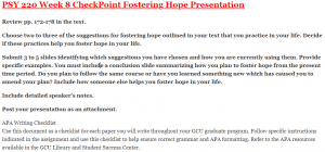 PSY 220 Week 8 CheckPoint Fostering Hope Presentation