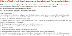 PSY 310 Week 5 Individual Assignment Foundation of Psychoanalysis Paper