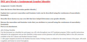 PSY 265 Week 3 Assignment Gender Identity