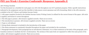 PSY 210 Week 5 Exercise Conformity Response Appendix E