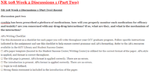 NR 508 Week 2 Discussions 1 (Part Two)