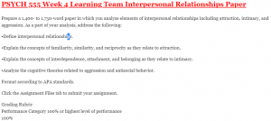 PSYCH 555 Week 4 Learning Team Interpersonal Relationships Paper
