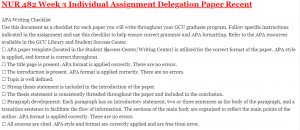 NUR 482 Week 3 Individual Assignment Delegation Paper Recent