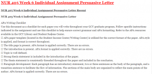 NUR 405 Week 6 Individual Assignment Persuasive Letter