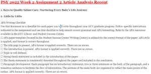 PSY 2022 Week 2 Assignment 2 Article Analysis Recent