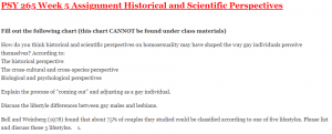 PSY 265 Week 5 Assignment Historical and Scientific Perspectives