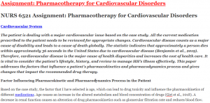 Assignment: Pharmacotherapy for Cardiovascular Disorders