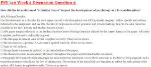PSY 310 Week 2 Discussion Question 2