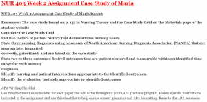 NUR 403 Week 2 Assignment Case Study of Maria