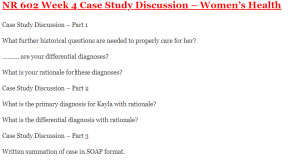 NR 602 Week 4 Case Study Discussion – Women’s Health