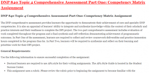 DNP 840 Topic 4 Comprehensive Assessment Part One: Competency Matrix Assignment