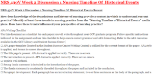 NRS 430V Week 2 Discussion 1 Nursing Timeline Of Historical Events