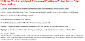 NUR 590 Week 1 Individual Assignment Practicum Project Power Point Presentation