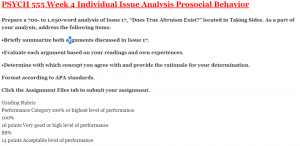 PSYCH 555 Week 4 Individual Issue Analysis Prosocial Behavior