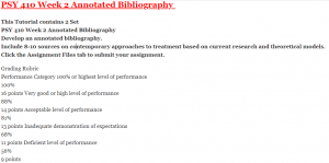 PSY 410 Week 2 Annotated Bibliography