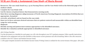 NUR 403 Week 2 Assignment Case Study of Maria Recent