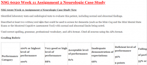 NSG 6020 Week 11 Assignment 2 Neurologic Case Study