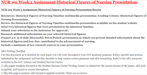 NUR 391 Week 2 Assignment Historical Figures of Nursing Presentation
