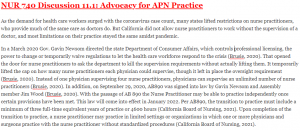 NUR 740 Discussion 11.1: Advocacy for APN Practice