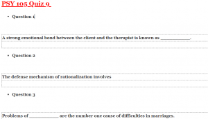 PSY 105 Quiz 9