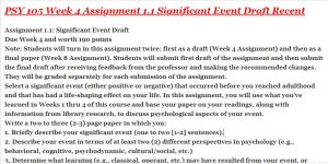 PSY 105 Week 4 Assignment 1.1 Significant Event Draft Recent