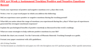 PSY 225 Week 2 Assignment Tracking Positive and Negative Emotions Recent