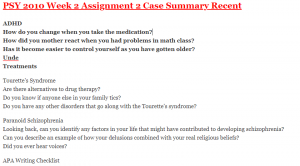 PSY 2010 Week 2 Assignment 2 Case Summary Recent