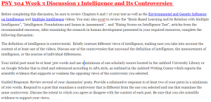 PSY 304 Week 3 Discussion 1 Intelligence and Its Controversies