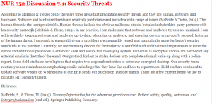 NUR 752 Discussion 7.1: Security Threats