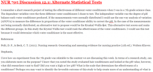 NUR 705 Discussion 12.1: Alternate Statistical Tests
