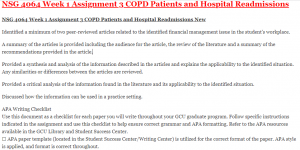 NSG 4064 Week 1 Assignment 3 COPD Patients and Hospital Readmissions