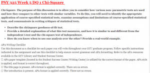 PSY 325 Week 5 DQ 1 Chi-Square