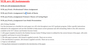 NUR 403 All Assignments