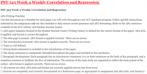 PSY 325 Week 4 Weekly Correlation and Regression