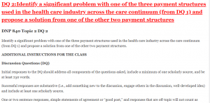 DQ 2:Identify a significant problem with one of the three payment structures used in the health care industry across the care continuum (from DQ 1) and propose a solution from one of the other two payment structures