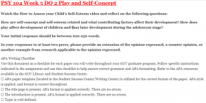 PSY 104 Week 5 DQ 2 Play and Self-Concept