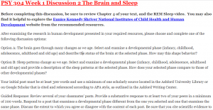 PSY 304 Week 1 Discussion 2 The Brain and Sleep