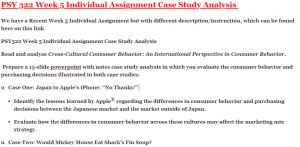 PSY 322 Week 5 Individual Assignment Case Study Analysis