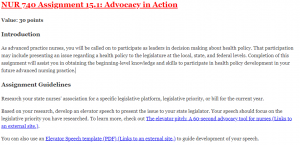NUR 740 Assignment 15.1: Advocacy in Action