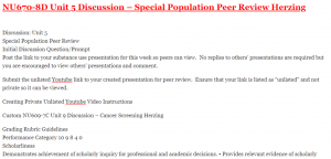 NU670-8D Unit 5 Discussion – Special Population Peer Review Herzing