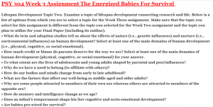 PSY 304 Week 3 Assignment The Energized Babies For Survival