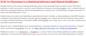 NUR 705 Discussion 5.1: Statistical Inference and Clinical Significance