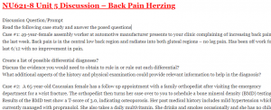 NU621-8 Unit 5 Discussion – Back Pain Herzing