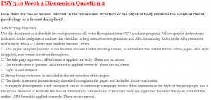 PSY 310 Week 1 Discussion Question 2