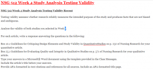 NSG 512 Week 4 Study Analysis Testing Validity