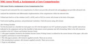 NSG 5000 Week 4 Assignment 2 Core Competencies