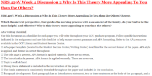 NRS 429V Week 4 Discussion 2 Why Is This Theory More Appealing To You than the Others?